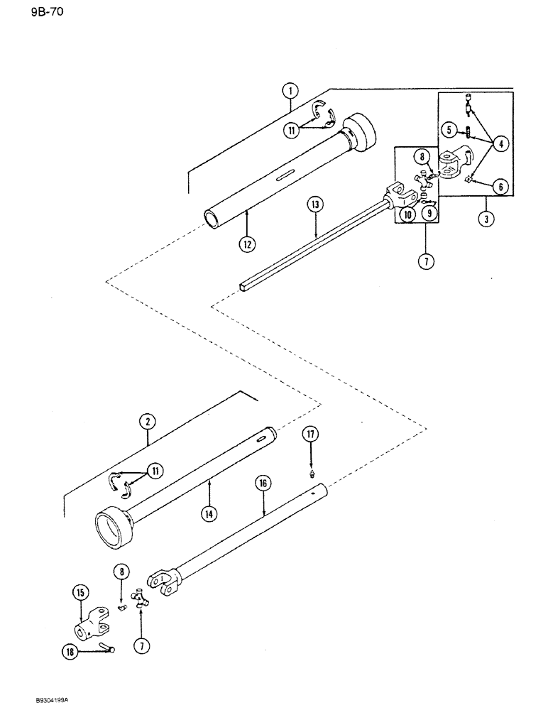 Схема запчастей Case IH 1250 - (9B-70) - UNIVERSAL JOINTS, ROCKWELL STANDARD (09) - CHASSIS ATTACHMENTS