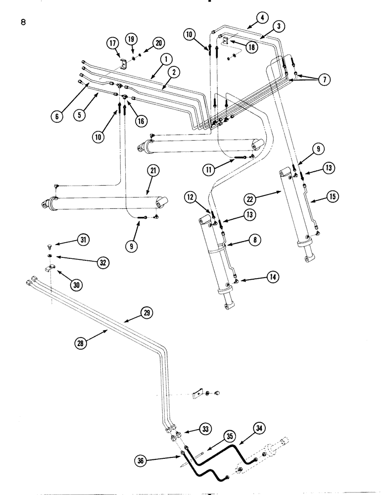 Схема запчастей Case IH 74L - (08) - HYDRAULIC TUBES AND HOSES (35) - HYDRAULIC SYSTEMS