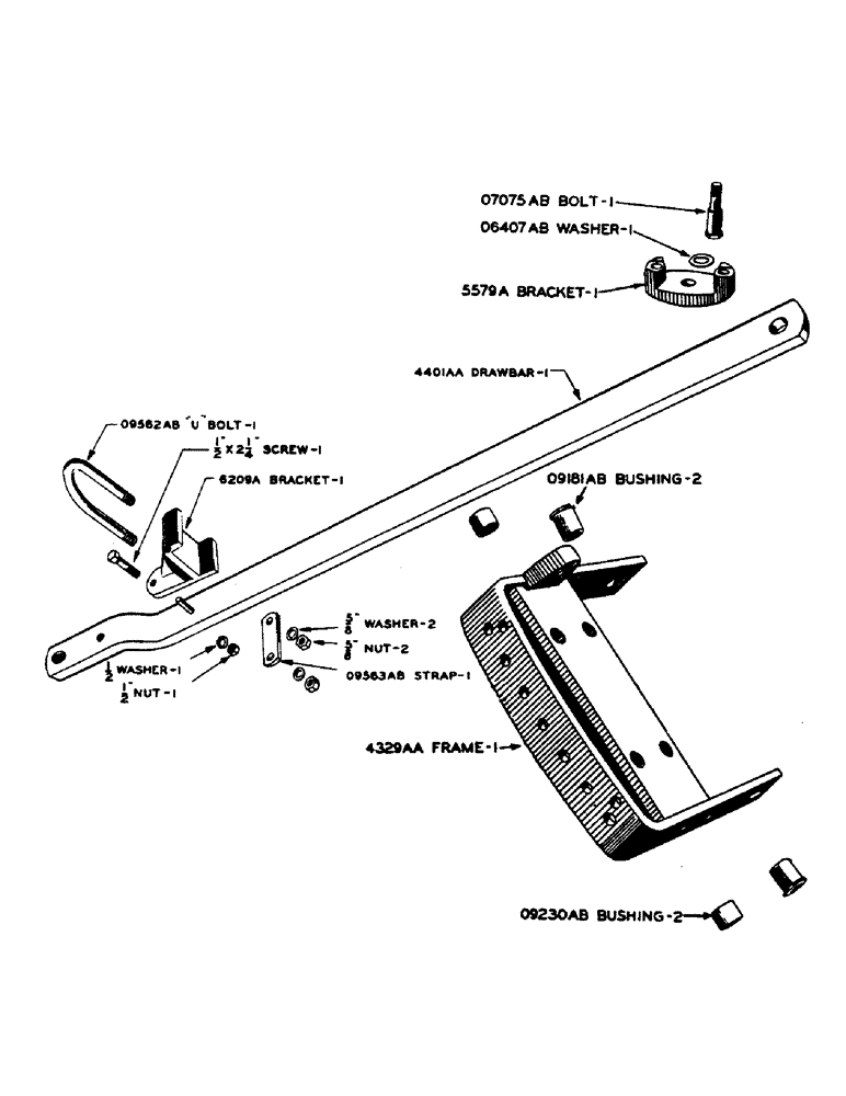 Схема запчастей Case IH D-SERIES - (177) - DRAWBAR, FOR D, DC-3 AND DC-4 TRACTORS WITH PTO, PRIOR TO NO. 8025740 (09) - CHASSIS