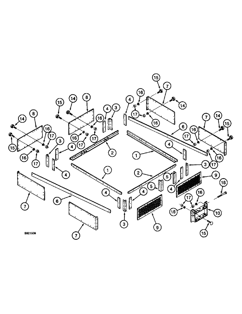 Схема запчастей Case IH 2055 - (9D-28) - BASKET EXTENSIONS, SHORT (16) - BASKET