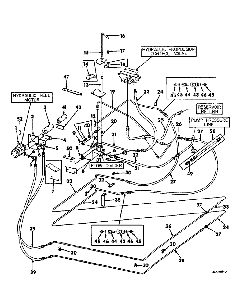 Схема запчастей Case IH 403 - (205) - HYDRAULIC REEL DRIVE DIAGRAM, FOR MACHINES EQUIPPED WITH IH REEL (58) - ATTACHMENTS/HEADERS