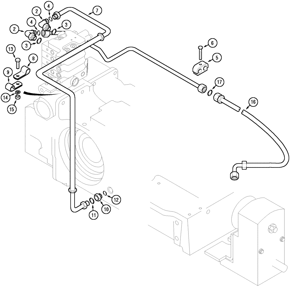 Схема запчастей Case IH MX80C - (08-15) - HYDRAULIC PIPING FRONT HITCH (08) - HYDRAULICS