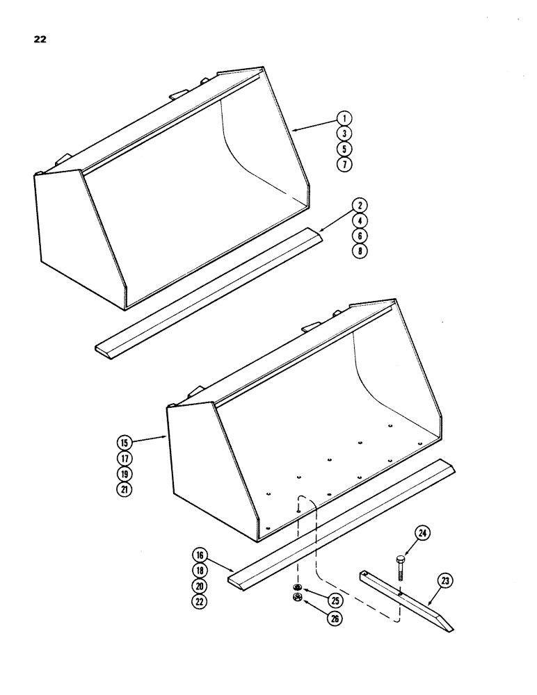 Схема запчастей Case IH 66L - (22) - MATERIAL BUCKETS (82) - FRONT LOADER & BUCKET