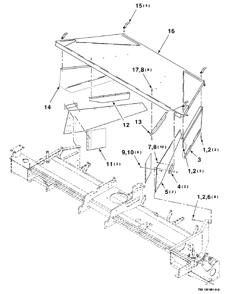 Схема запчастей Case IH 8312 - (7-36) - FORMING SHIELDS ASSEMBLY (90) - PLATFORM, CAB, BODYWORK AND DECALS