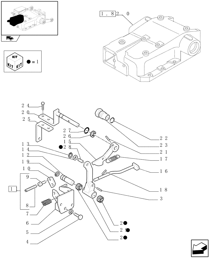 Схема запчастей Case IH JX70 - (1.82.5[07]) - LIFT CONTROLS - TIE-ROD, LEVER AND BEARING (07) - HYDRAULIC SYSTEM