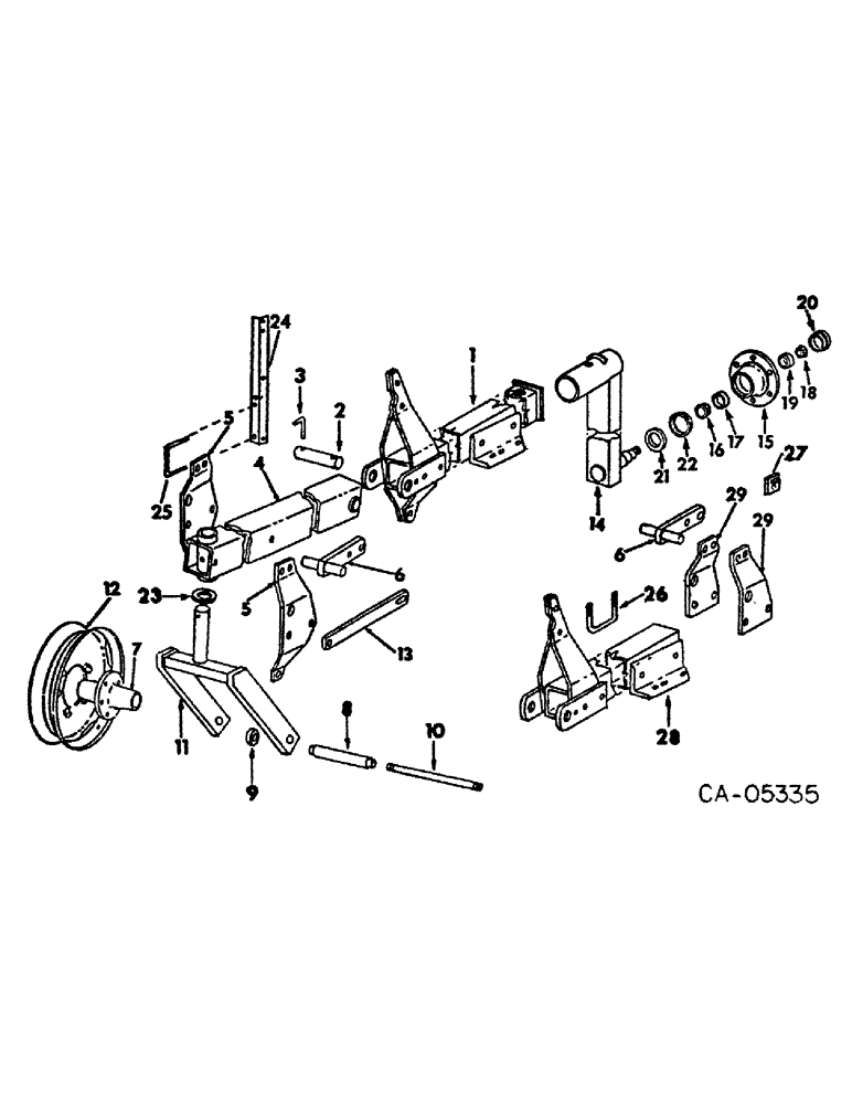 Схема запчастей Case IH 500 - (B-77) - ASSIST WHEELS ATTACHMENT, WITH TRANSPORT ATTACHMENT W/WELDED TRANSPORT TUBE 