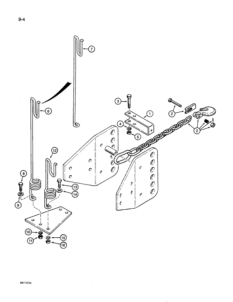 Схема запчастей Case IH 8600 - (9-004) - TRANSPORT CHAIN AND HOSE SUPPORTS (09) - CHASSIS/ATTACHMENTS