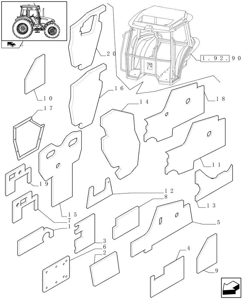 Схема запчастей Case IH FARMALL 60 - (1.93.1[01]) - INSULATORS - W/CAB (10) - OPERATORS PLATFORM/CAB