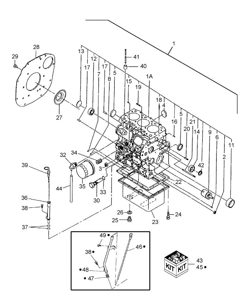 Схема запчастей Case IH DX26 - (01.02) - CYLINDER BLOCK (01) - ENGINE