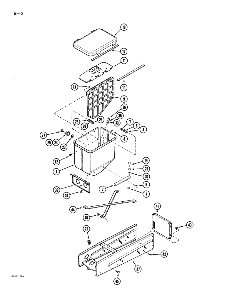 Схема запчастей Case IH 950 - (9F-02) - GRANULAR CHEMICAL HOPPER AND SUPPORT (09) - CHASSIS/ATTACHMENTS