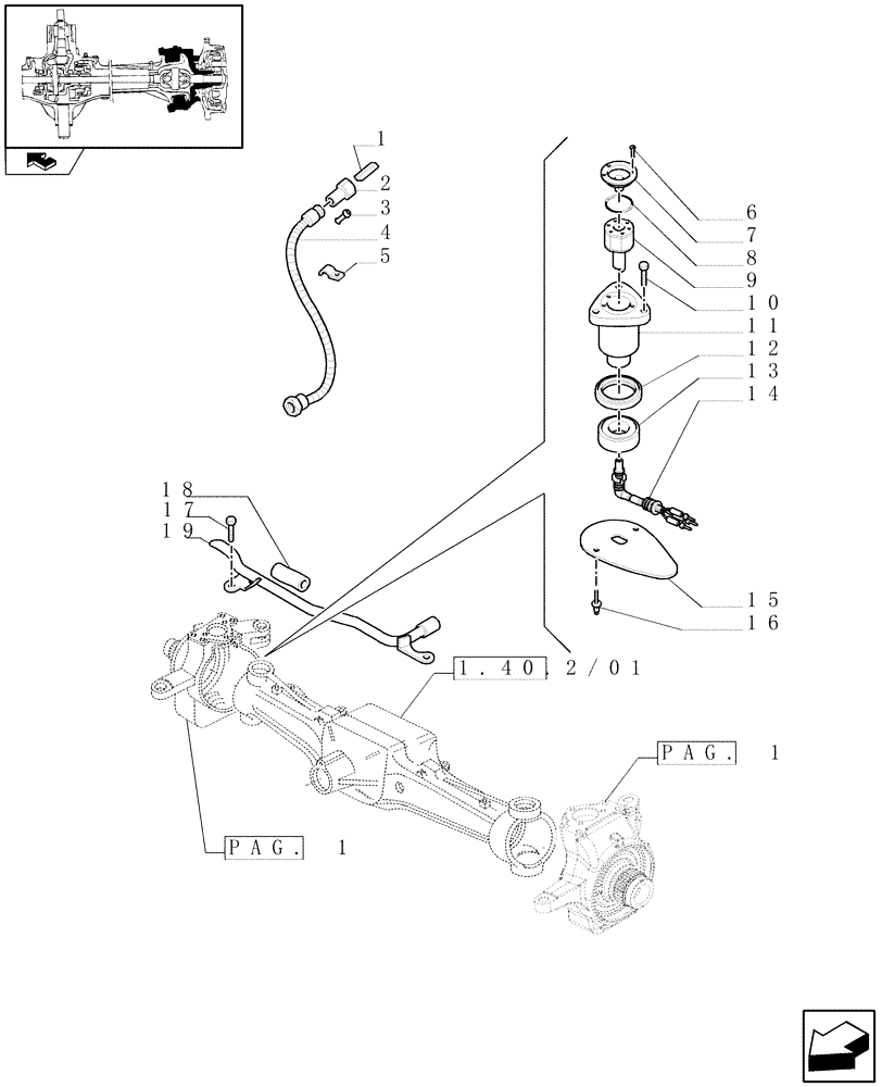 Схема запчастей Case IH PUMA 125 - (1.40. 2/02[02]) - (CL.4) FRONT AXLE W/MULTI-PLATE DIFF. LOCK AND STEERING SENSOR - SENSOR (VAR.330408) (04) - FRONT AXLE & STEERING