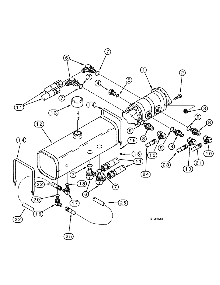 Схема запчастей Case IH 955 - (8-020) - BLOWER PUMP HYDRAULIC SYSTEM, PUMP, RESERVOIR AND LINES, 12/23 SOLID ROW CROP, FRONT FOLD (08) - HYDRAULICS