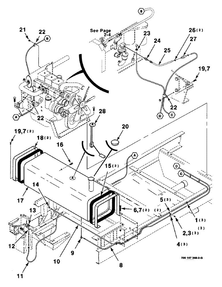 Схема запчастей Case IH 8825 - (03-04) - FUEL TANK AND LINE ASSEMBLIES, 8825, SERIAL NUMBER CFH127600 AND LATER (03) - FUEL SYSTEM