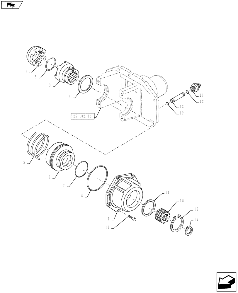 Схема запчастей Case IH PUMA 130 - (25.102.09) - VAR - 390409 - CL.3 STANDARD FRONT AXLE - DIFFERENTIAL LOCK (25) - FRONT AXLE SYSTEM