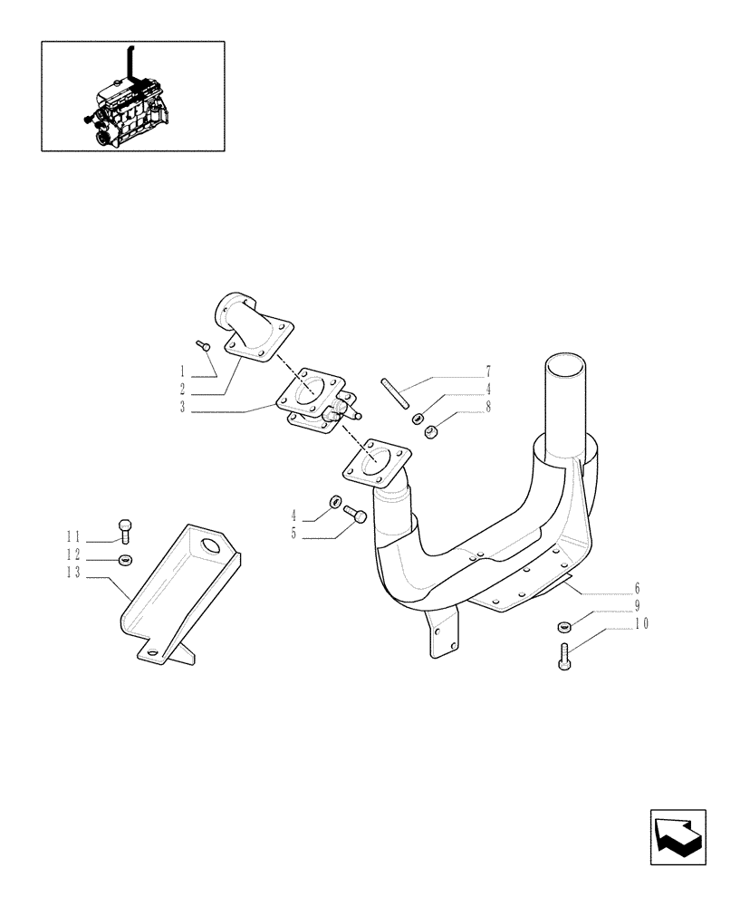 Схема запчастей Case IH MXU100 - (1.15.1/01[01]) - (VAR.154) EXAUST BRAKE - SILENCER AND ASSOCIATED PARTS (02) - ENGINE EQUIPMENT