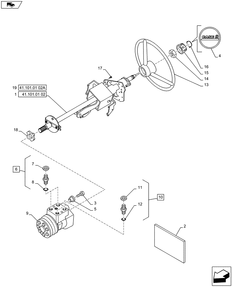 Схема запчастей Case IH PUMA 160 - (41.101.01[01]) - STANDARD STEERING - STEERING COLUMN (41) - STEERING