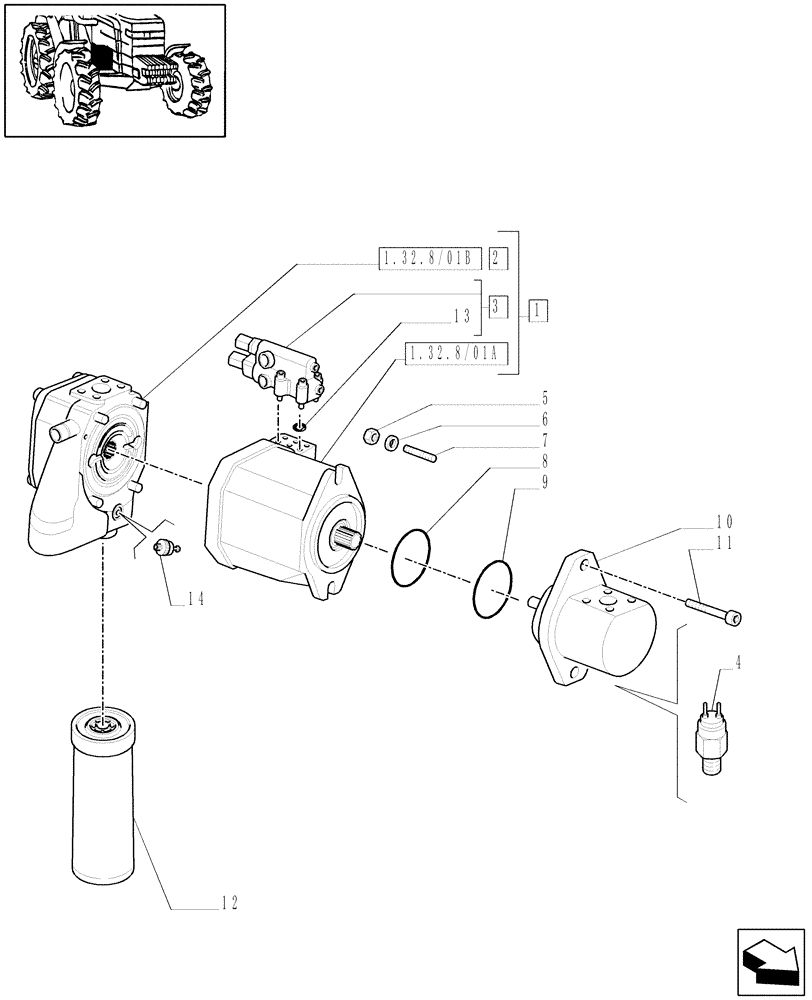 Схема запчастей Case IH MXU115 - (1.32.8/02[03]) - (VAR.269/1) CCLS FOR TRANSMISSION 24X24 (EDC) - PUMPS FOR HYDRAULIC SYSTEM AND LIFT (03) - TRANSMISSION