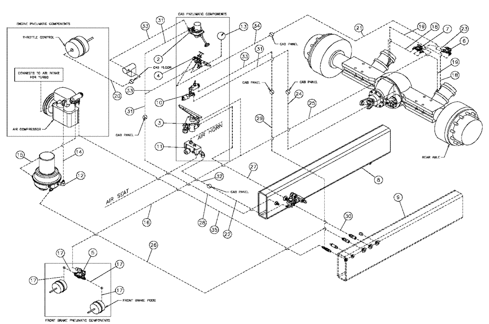 Схема запчастей Case IH 4330 - (07-001) - PNEUMATIC ASSEMBLY Pneumatics