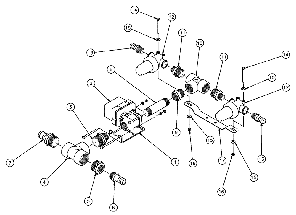 Схема запчастей Case IH SPX4410 - (09-006) - VALVE PLUMBING GROUP, 5 SECTION Liquid Plumbing