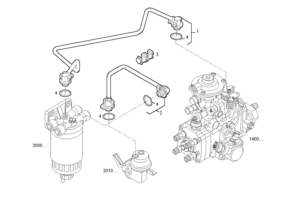 Схема запчастей Case IH F4BE0484F D600 - (2030.193) - FUEL LINES 