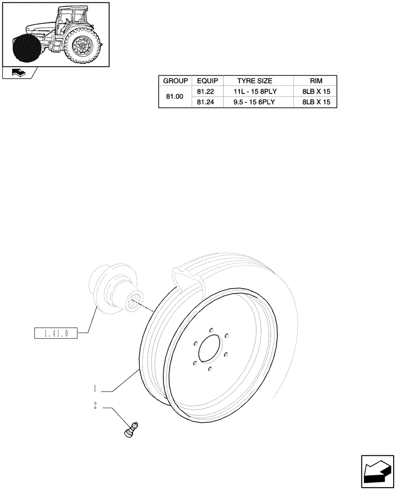 Схема запчастей Case IH FARMALL 105U - (81.00[02]) - FRONT WHEELS - 2WD (11) - WHEELS/TRACKS