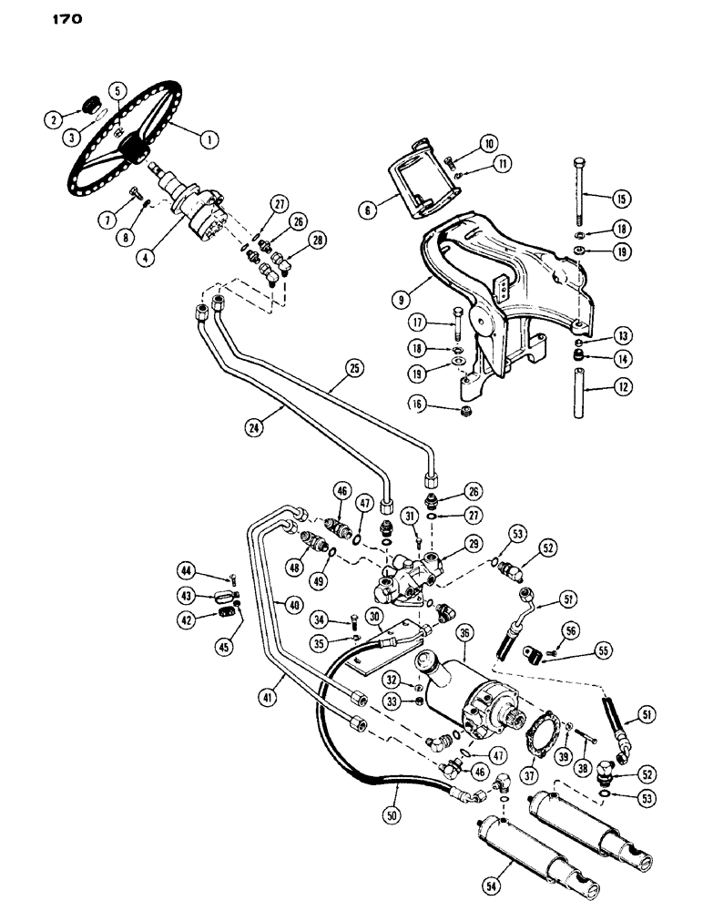 Схема запчастей Case IH 530 - (170) - HYDROSTATIC STEERING, 530 SERIES (05) - STEERING