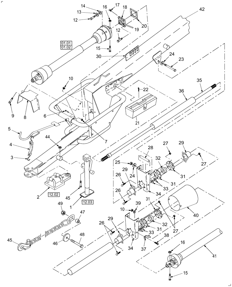 Схема запчастей Case IH DC132F - (12.05) - STANDARD TONGUE, FRONT (12) - MAIN FRAME