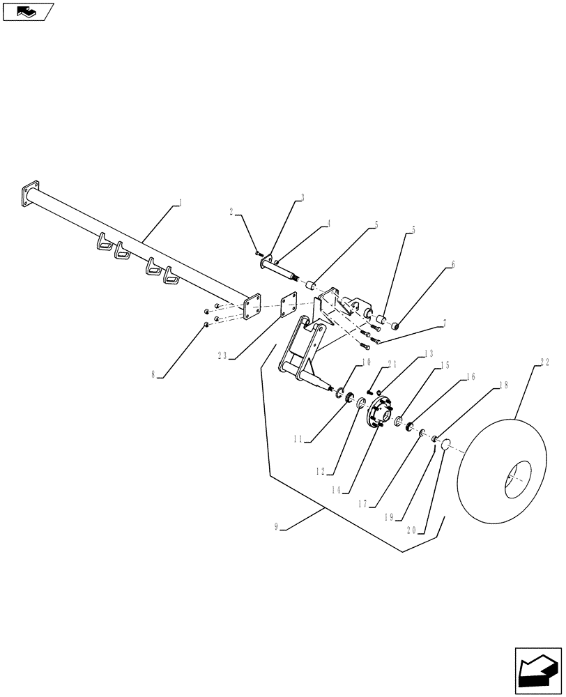 Схема запчастей Case IH 930 - (44.100.06) - 27-42 MAIN FRAME SINGLE HUB ASSEMBLY (44) - WHEELS