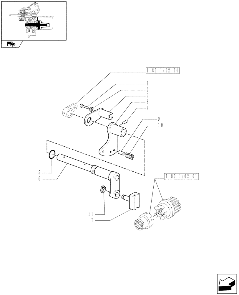 Схема запчастей Case IH FARMALL 105N - (1.80.1/02[02]) - POWER TAKE-OFF (540-540E RPM) WITH GROUND SPEED - ROD AND FORK (VAR.330804 / 743519) (07) - HYDRAULIC SYSTEM