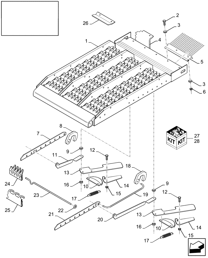 Схема запчастей Case IH AFX8010 - (K.62.B.57[2]) - UPPER SIEVES K - Crop Processing