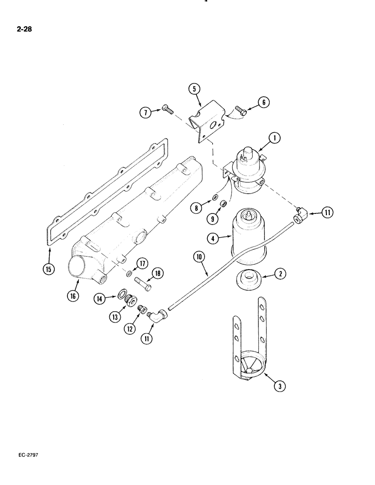 Схема запчастей Case IH 885 - (2-028) - ETHER START AND INTAKE MANIFOLD (02) - ENGINE