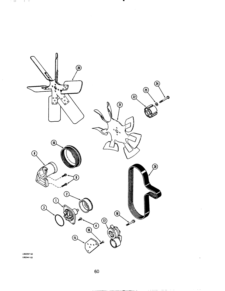 Схема запчастей Case IH 6590T - (060) - WATER PUMP AND FAN, 6-590, 6T-590 AND 6TA-590 ENGINE 