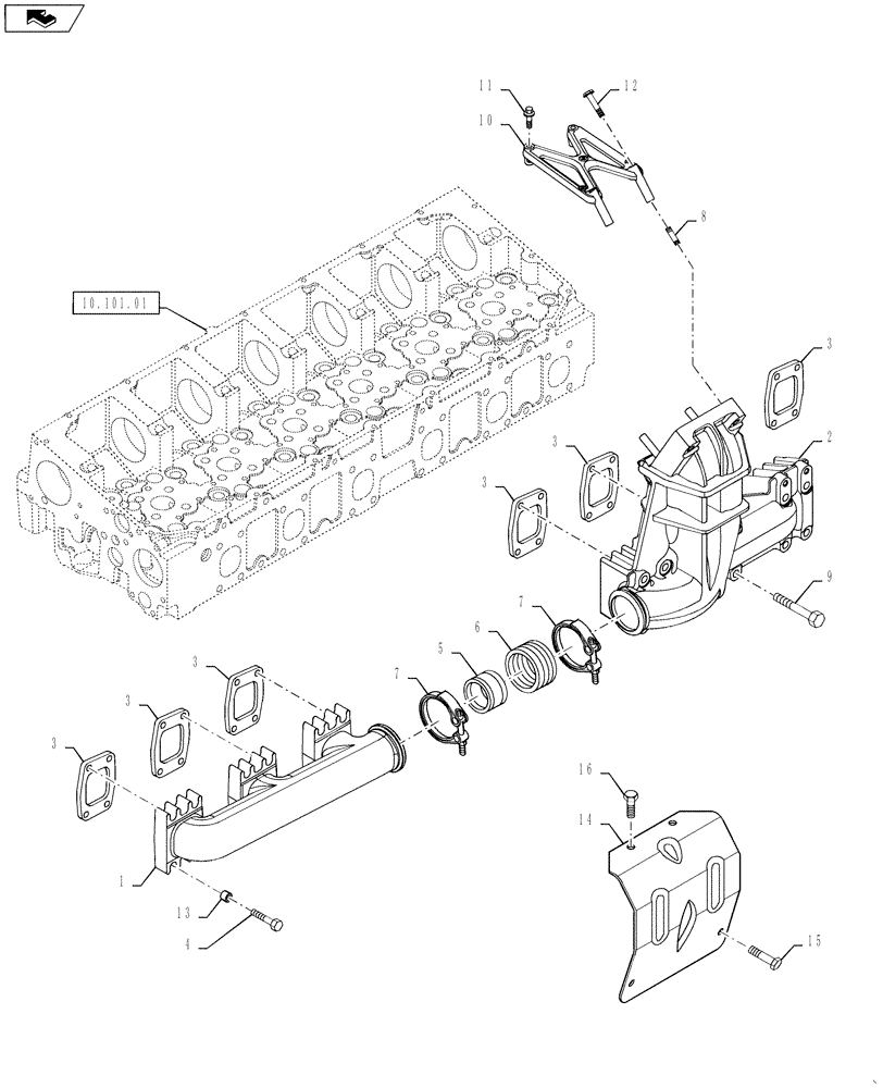 Схема запчастей Case IH F2CFE613C A010 - (10.254.05) - EXHAUST MANIFOLD (504380218) 