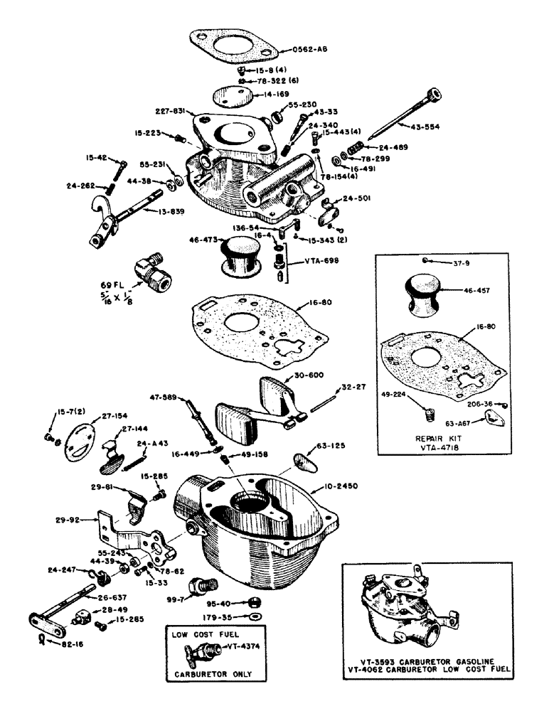 Схема запчастей Case IH VAI-SERIES - (016) - MARVEL SCHEBLER CARBURETORS, VT3593 AND VT4062, VT3593 CARBURETOR, (03) - FUEL SYSTEM