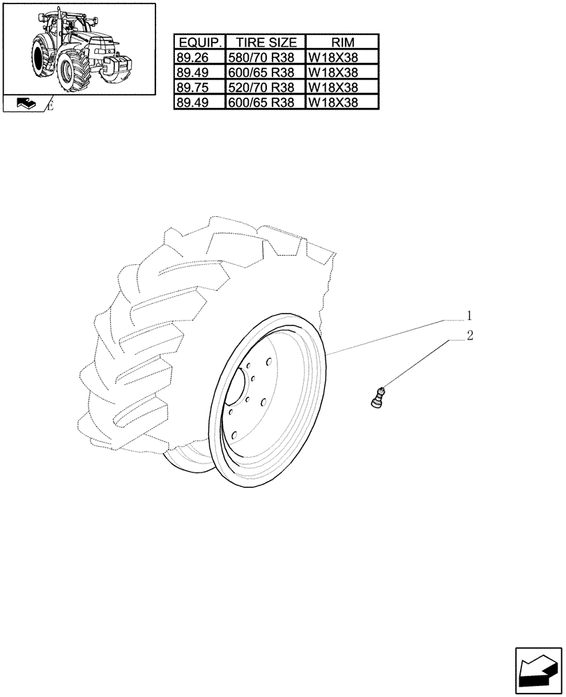 Схема запчастей Case IH PUMA 140 - (83.00[02]) - REAR WHEELS (11) - WHEELS/TRACKS