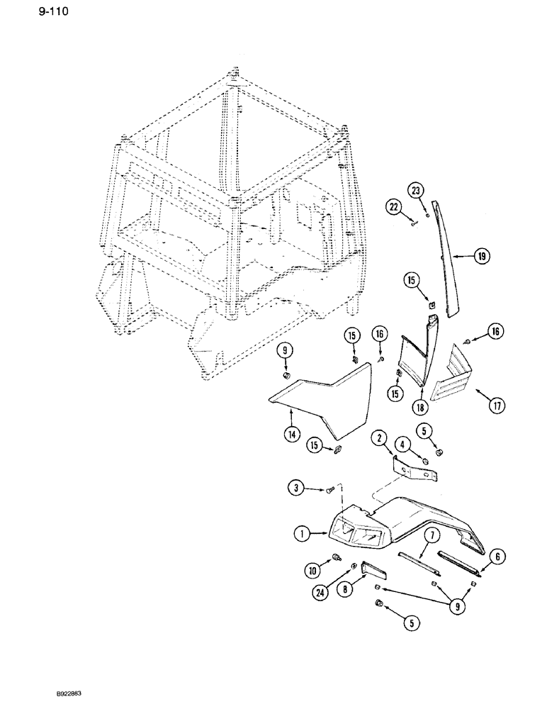 Схема запчастей Case IH 7120 - (9-110) - RIGHT REAR FENDER AND PANELS (09) - CHASSIS/ATTACHMENTS