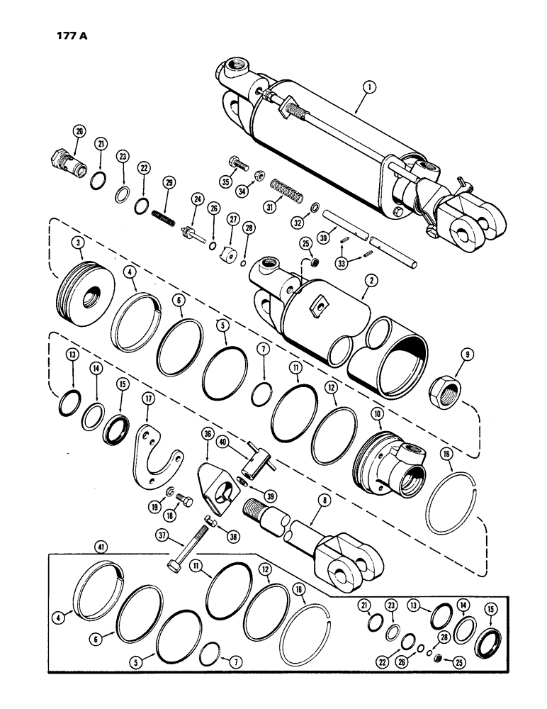 Схема запчастей Case IH 1170 - (177A) - A34922 HYDRAULIC CYLINDER, 3-1/4" X 8" REMOTE PORTABLE CYLINDER, USED PRIOR TO TRAC. SER. NO 8675001 (09) - CHASSIS/ATTACHMENTS