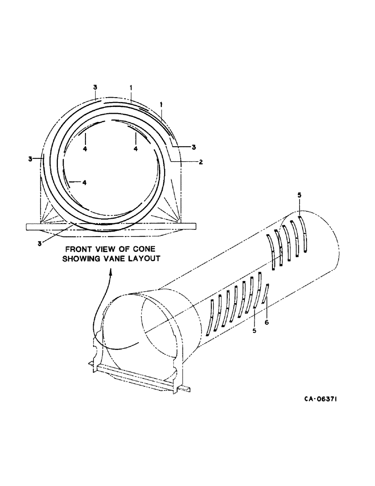 Схема запчастей Case IH 1470 - (21-18) - THRESHING ROTOR AND CONCAVES, VANE LAYOUT (14) - THRESHING