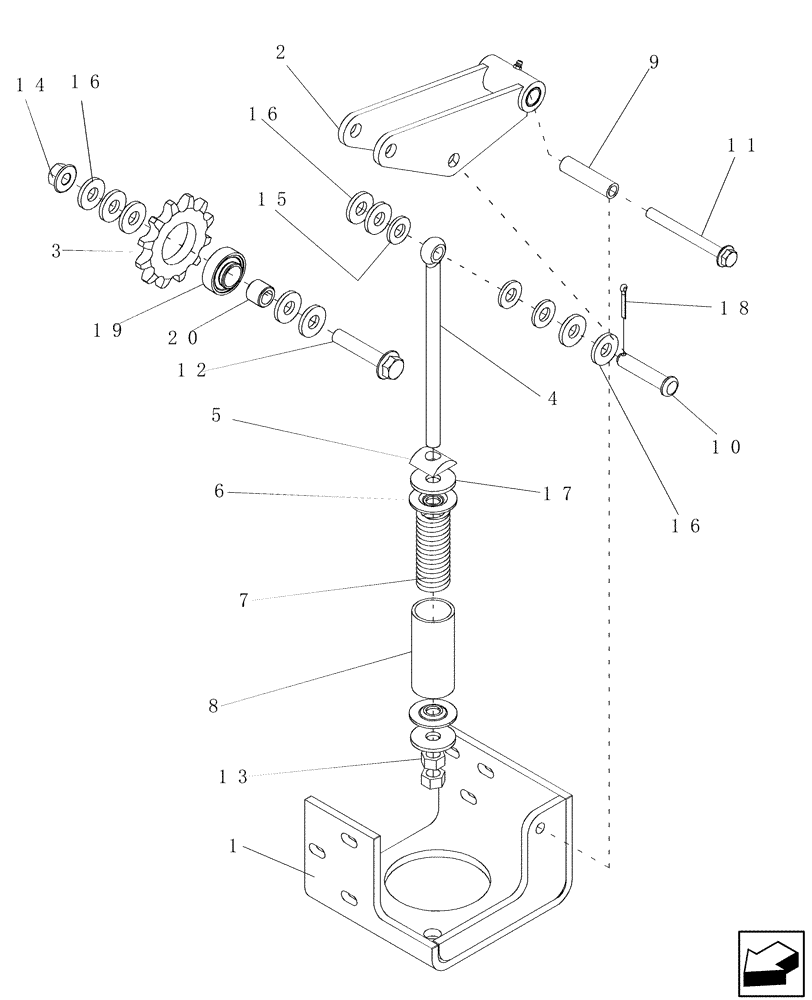 Схема запчастей Case IH 6130 - (60.110.32) - IDLER ASSEMBLY, ROCK TRAP (60) - PRODUCT FEEDING