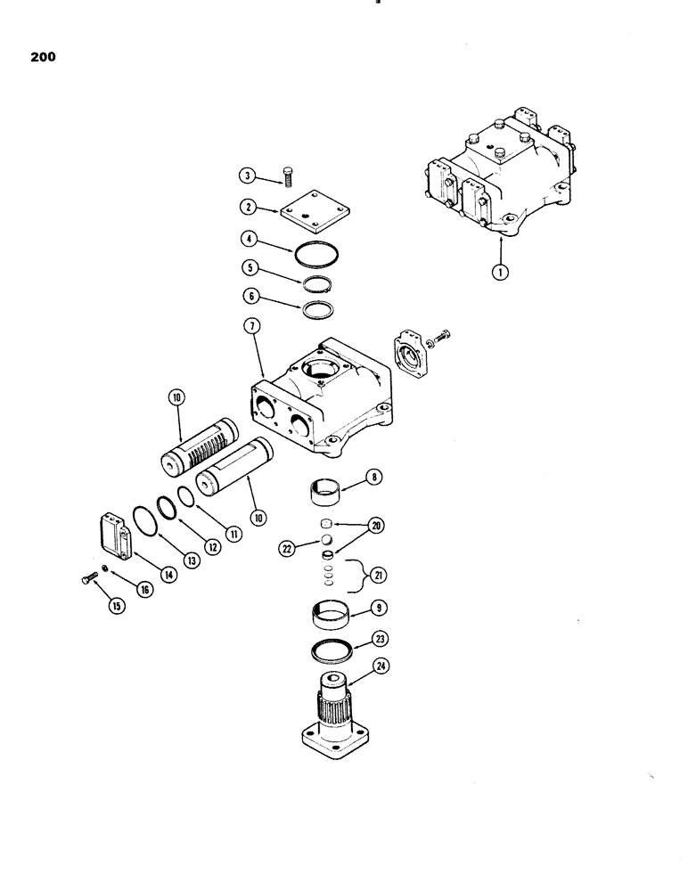 Схема запчастей Case IH 1070 - (0200) - A64504 STEERING ACTUATOR, WITH DUAL FRONT WHEEL, 1ST USED TRACTOR SERIAL NUMBER 8693001 (05) - STEERING