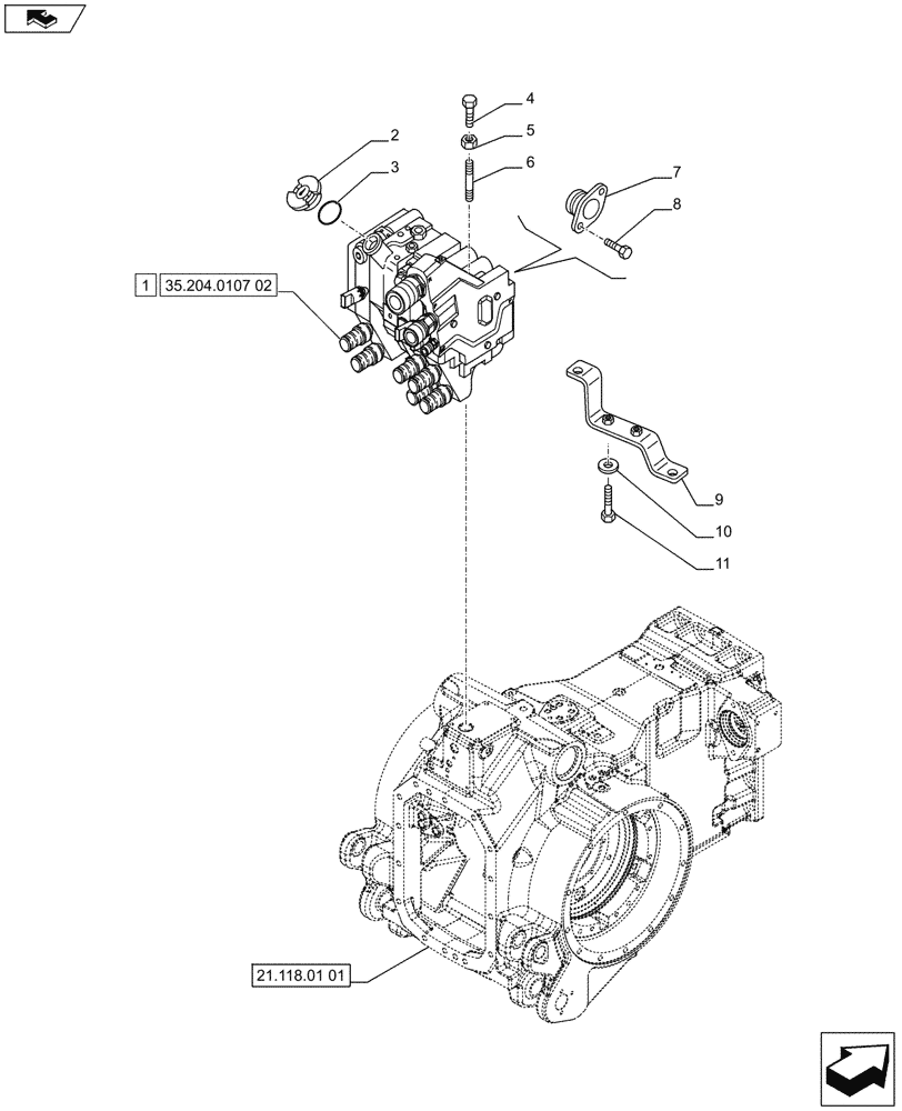 Схема запчастей Case IH PUMA 185 - (35.204.0107[01]) - 3 REMOTE CONTROL VALVES, MECHANICAL, W/ POWER BEYOND COUPLERS (VAR.720681) (35) - HYDRAULIC SYSTEMS