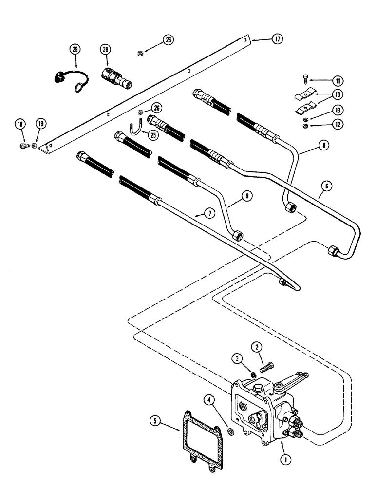 Схема запчастей Case IH 1370 - (330) - LEFT HAND VARIABLE REMOTE TUBES AND COUPLINGS, PRESSURE COUPLING, FIRST USED P.I.N. 8770001 (08) - HYDRAULICS