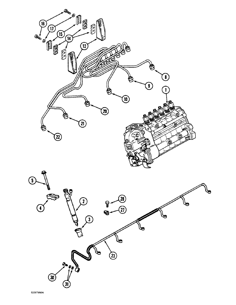 Схема запчастей Case IH 1660 - (3-02) - FUEL INJECTION SYSTEM, 6T-830 ENGINE (02) - FUEL SYSTEM