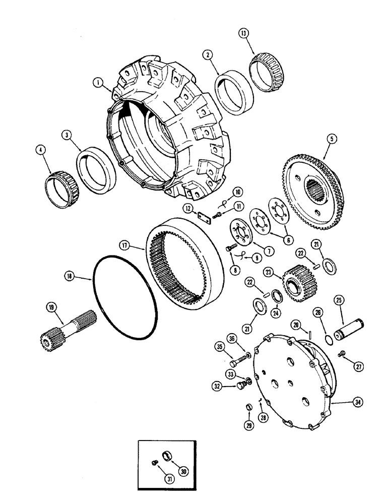 Схема запчастей Case IH 2470 - (104) - FRONT AXLE PLANETARY (05) - STEERING