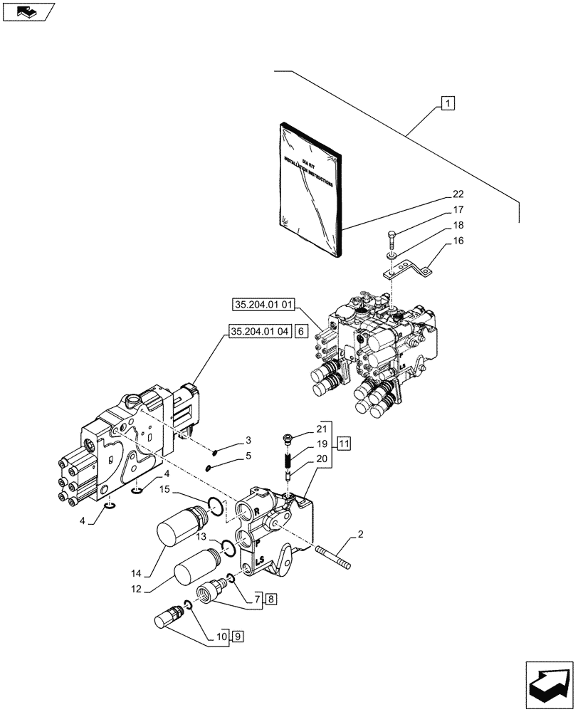 Схема запчастей Case IH PUMA 200 - (88.035.05) - DIA KIT - POWER BEYOND VALVE (88) - ACCESSORIES