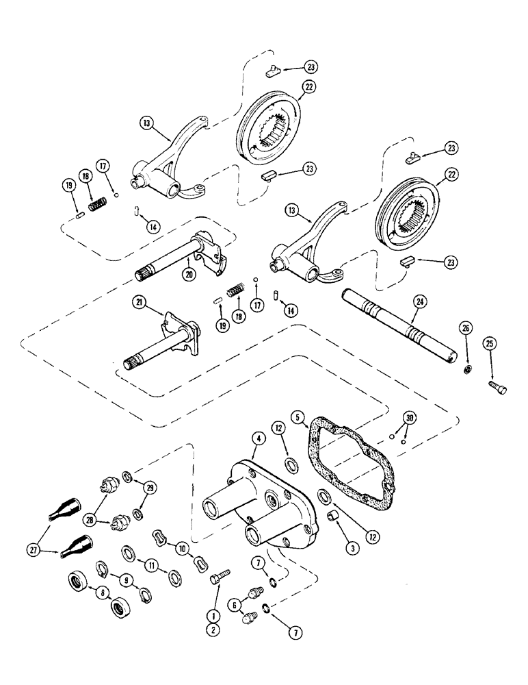 Схема запчастей Case IH 1370 - (166) - RANGE SHIFT MECHANISM, USED PRIOR TO TRANSMISSION SERIAL NUMBER 10028201 (06) - POWER TRAIN