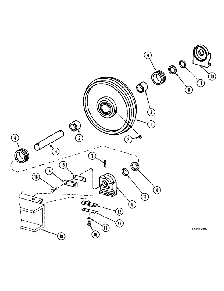 Схема запчастей Case IH 1680 - (6-90) - TRACK IDLER (03) - POWER TRAIN