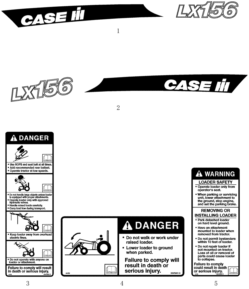 Схема запчастей Case IH LX156 - (09-17) - DECALS (09) - CHASSIS/ATTACHMENTS