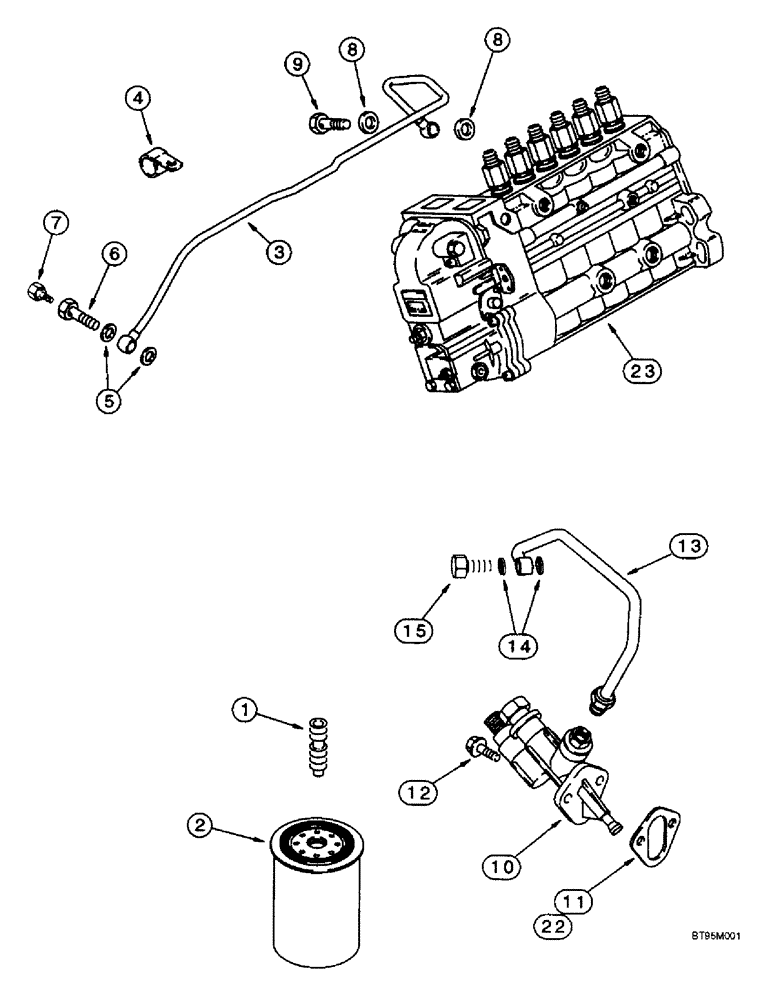 Схема запчастей Case IH 2188 - (3-04) - FUEL FILTER AND TRANSFER PUMP, 6TA-830 ENGINE, PRIOR TO COMBINE P.I.N. JJC0191483 (02) - FUEL SYSTEM