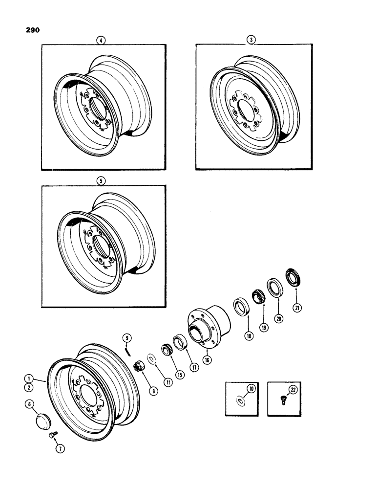 Схема запчастей Case IH 970 - (290) - FRONT WHEELS, WITH 6 BOLT HUB (05) - STEERING